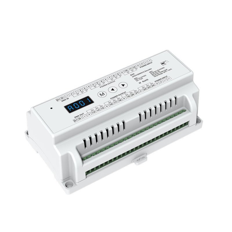 Nutbro 24 CH Constant Voltage DMX512 Decoder Din Rail Mounted 24 Channel 24CH RGB Controller 24ch Dimming Controller DC 5-24V - Image 1